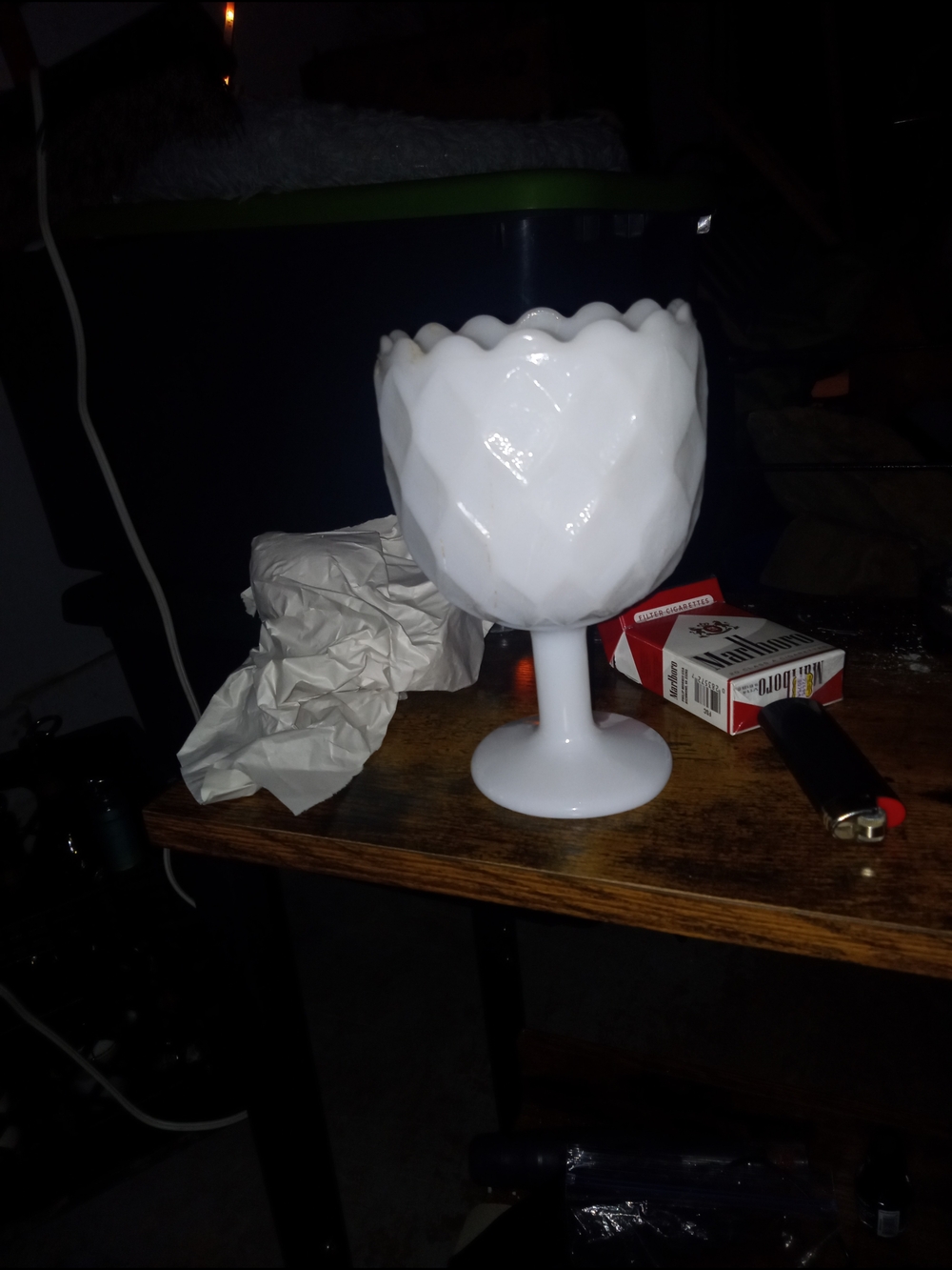 White Milk Glass Pedestal Goblet